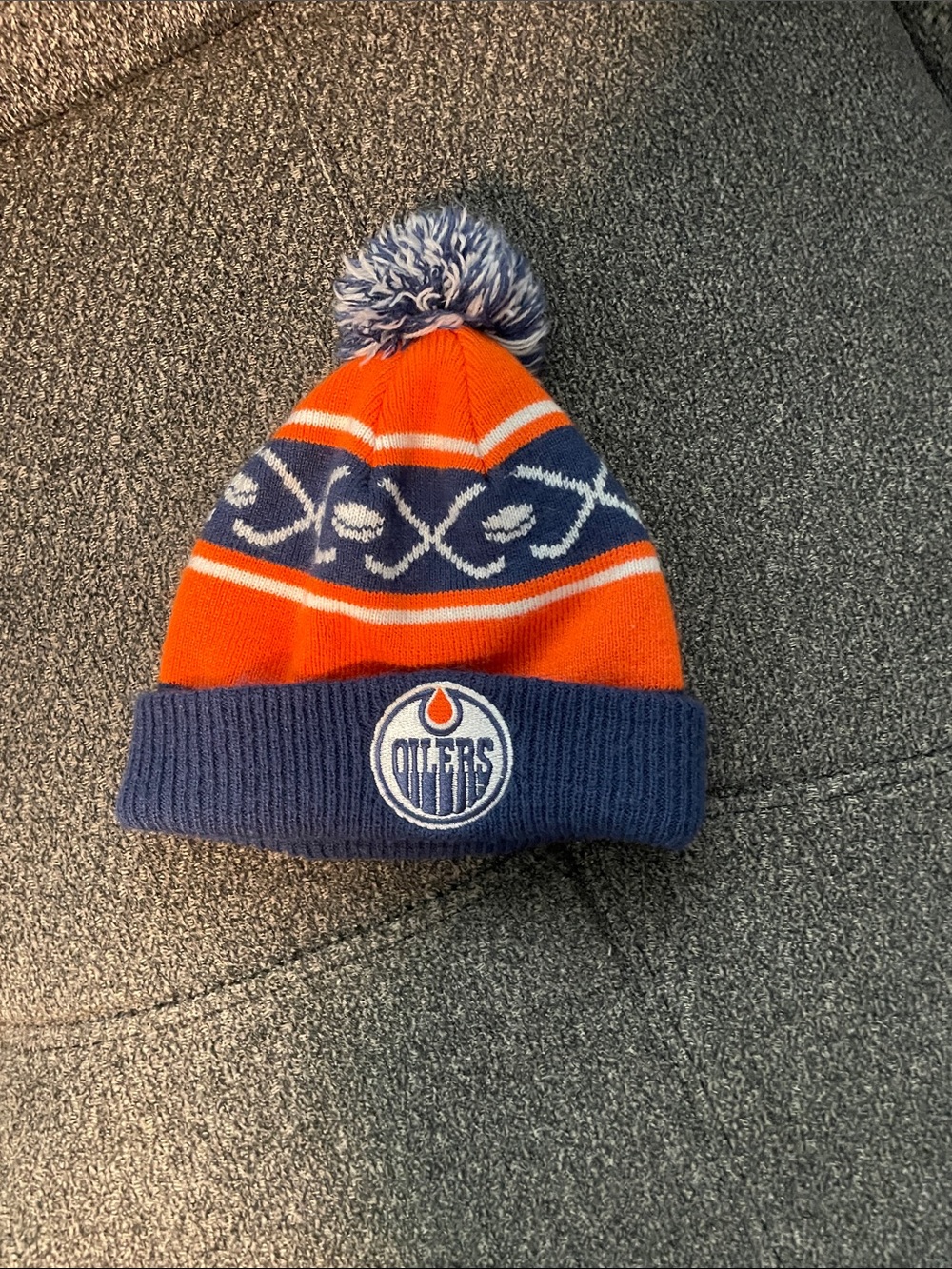 Infant Edmonton Oilers Pom Beanie Hat - Orange & Blue